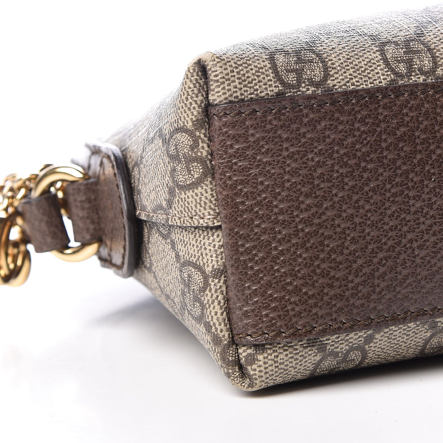 GG Supreme Monogram Textured Dollar Calfskin Web Small Ophidia Dome Shoulder Bag Beige Ebony New Acero