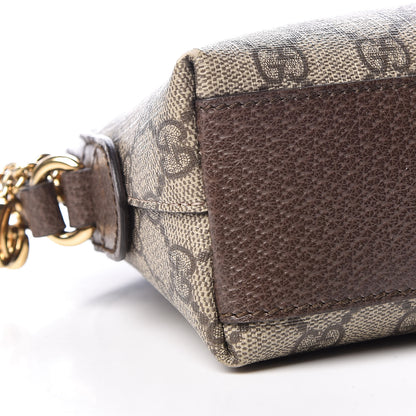 Gucci GG Supreme Monogram Textured Dollar Calfskin Web Small Ophidia Dome Shoulder Bag Beige Ebony New Acero 8 of 13