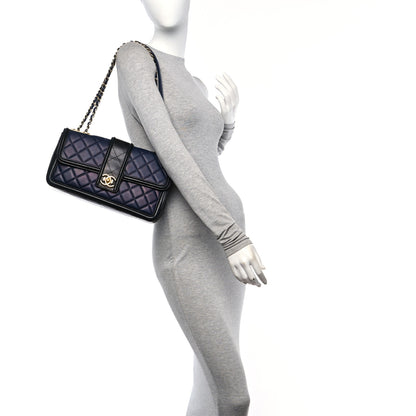 Chanel Calfskin Quilted Large Elegant CC Flap Navy Black 2 of 11