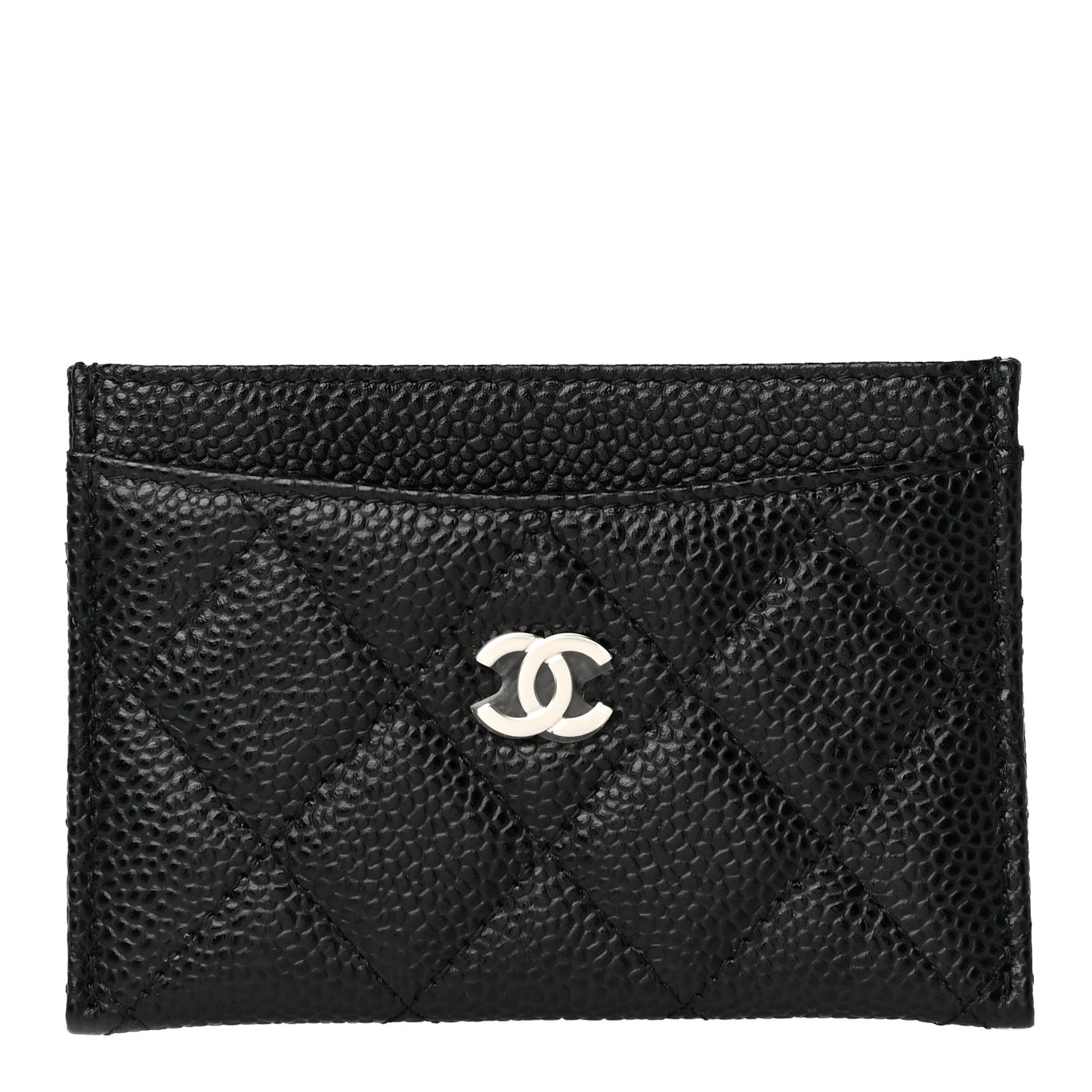 Caviar Quilted Card Holder Black