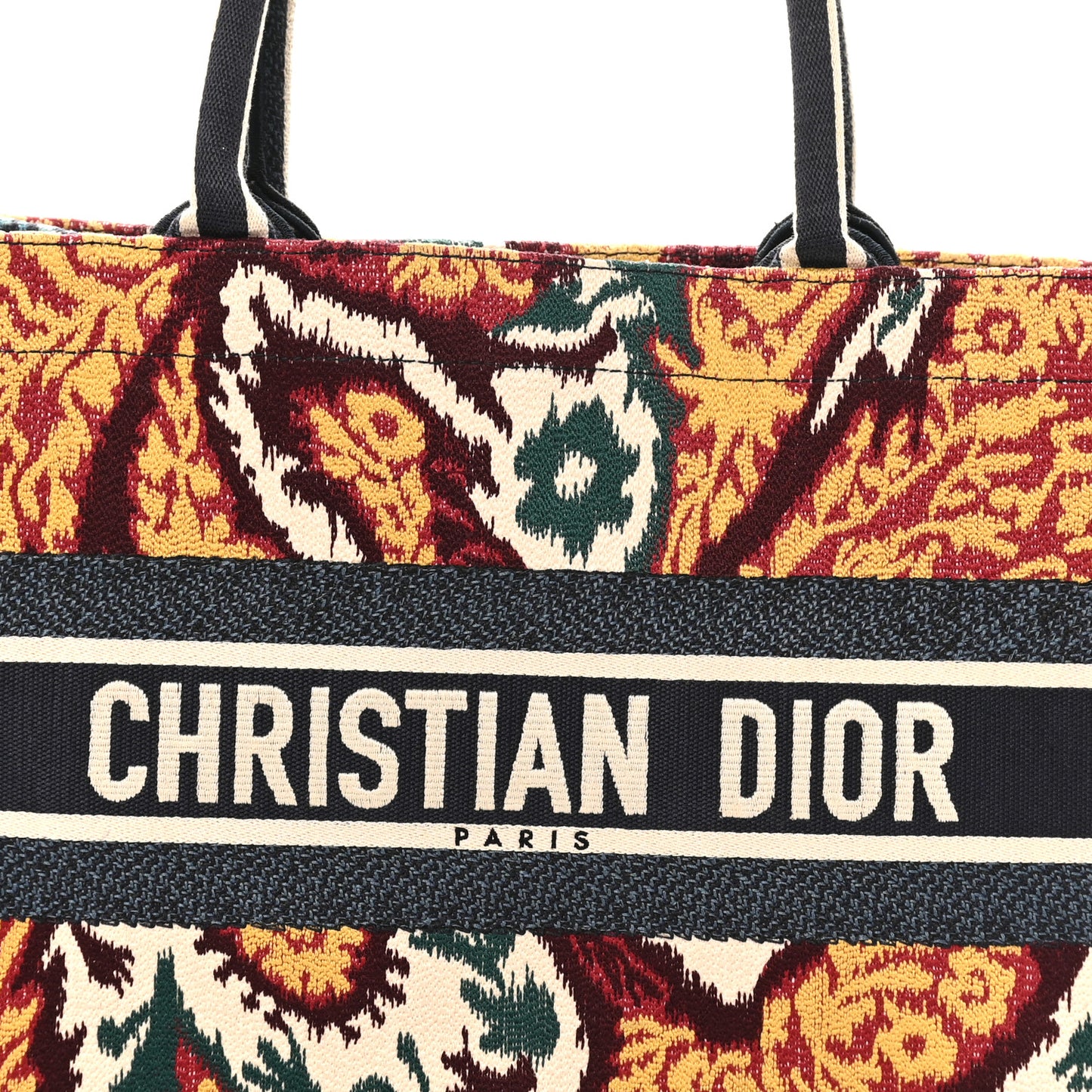 Canvas Embroidered Paisley Medium Book Tote Blue Multicolor
