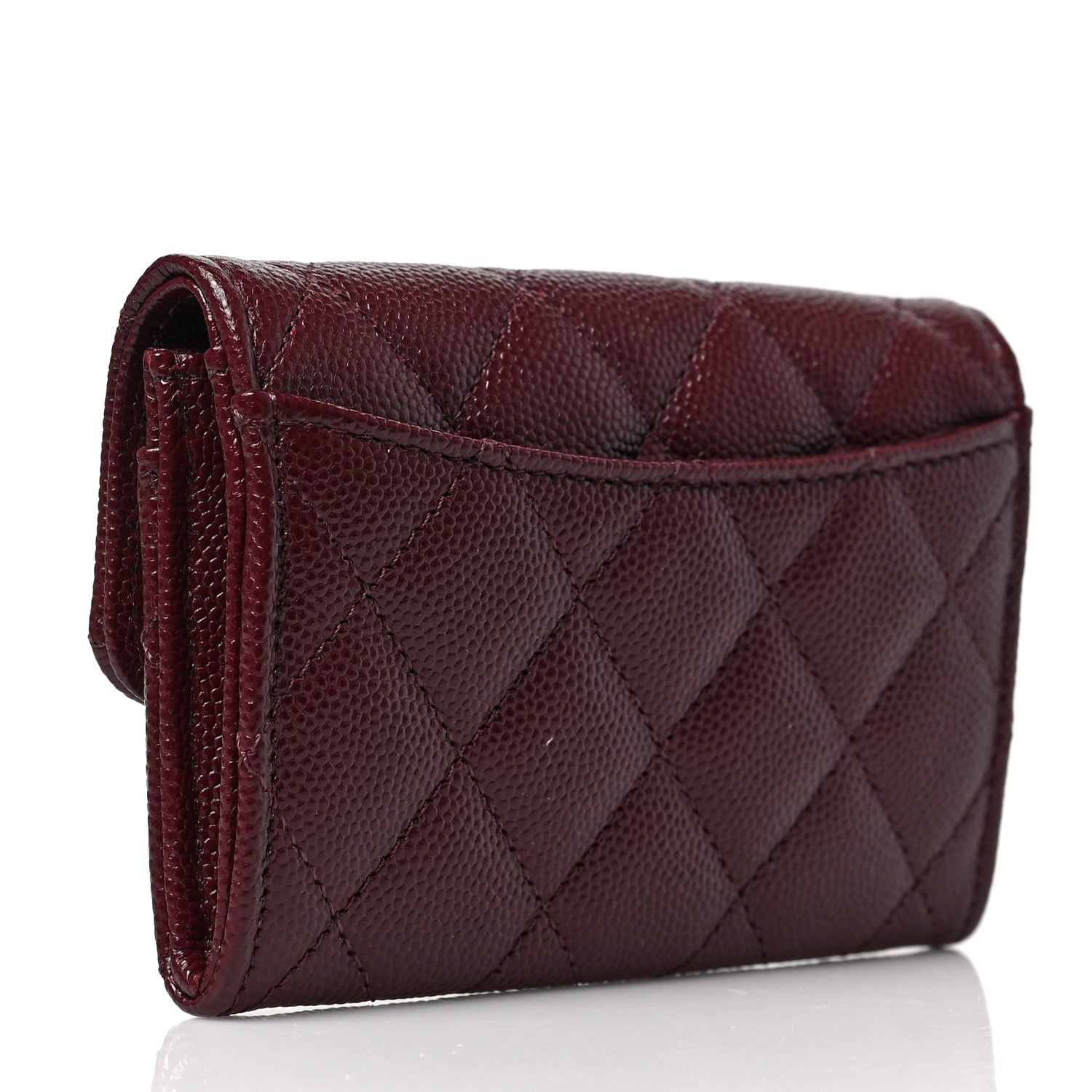 Chanel Caviar Quilted Flap Card Holder Wallet Burgundy 3 of 8