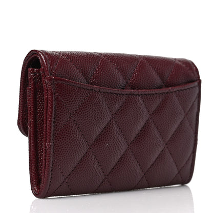 Chanel Caviar Quilted Flap Card Holder Wallet Burgundy 3 of 8