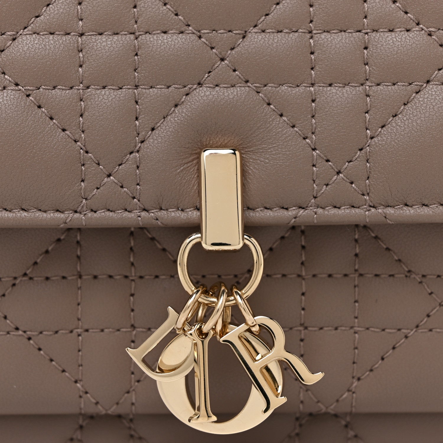 Christian Dior Lambskin Chain Lady Dior Chain Pouch Warm Taupe 8 of 10