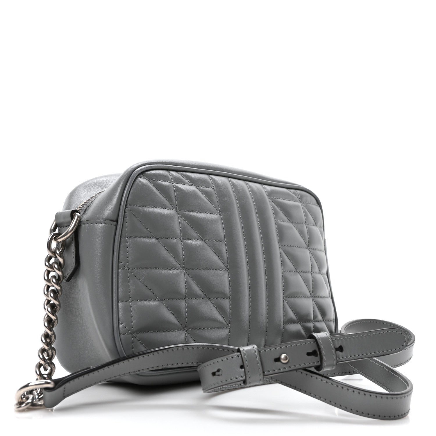 Gucci Calfskin Matelasse Aria Small GG Marmont Chain Shoulder Bag Deep Grey 3 of 10