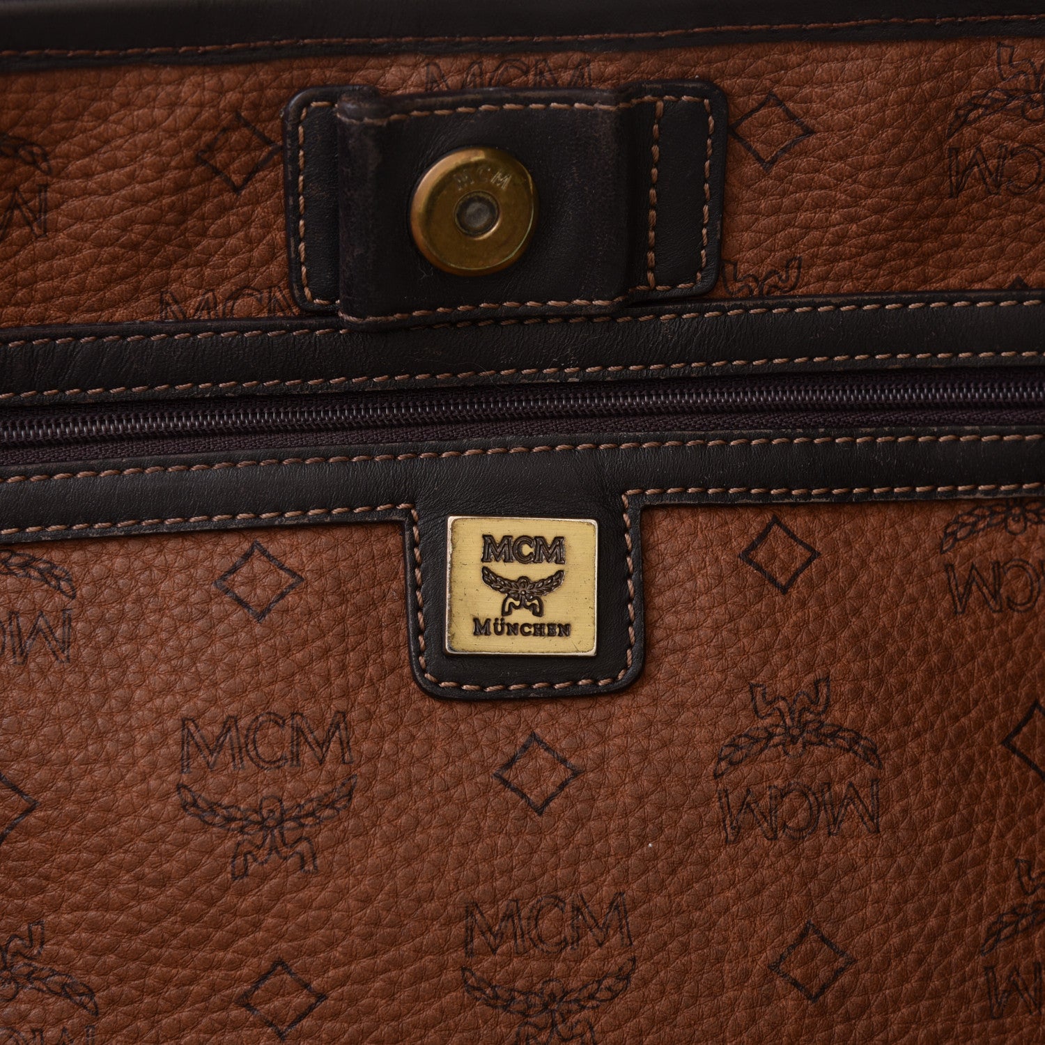 MCM Visetos Shopper Tote Brown 7 of 9
