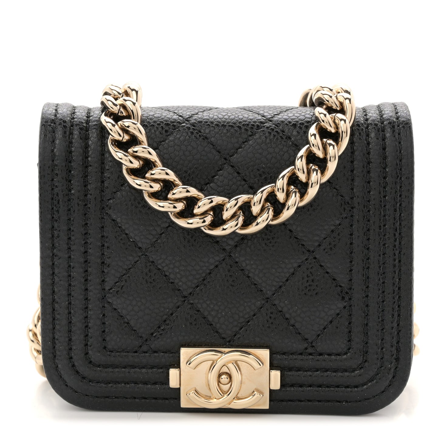 Caviar Quilted Boy Flap Waist Belt Bag Black