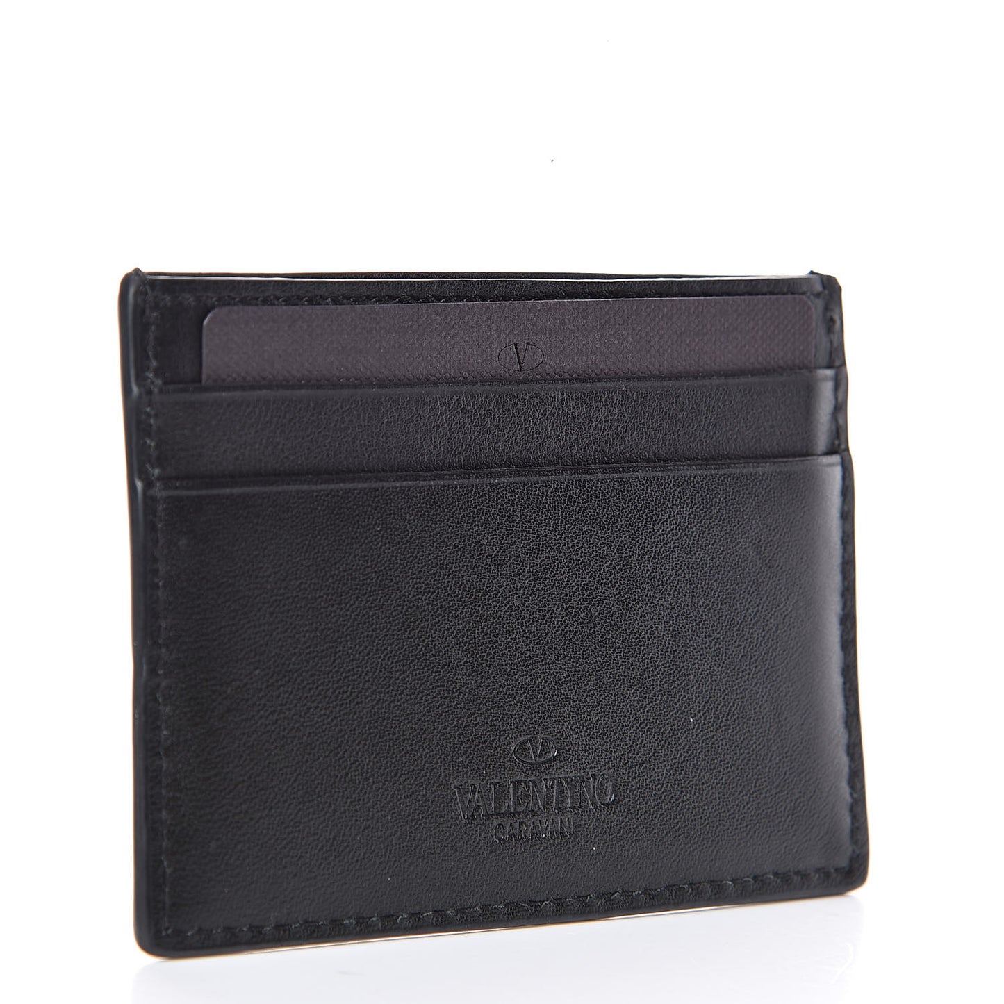 Calfskin Go Logo Card Holder Black