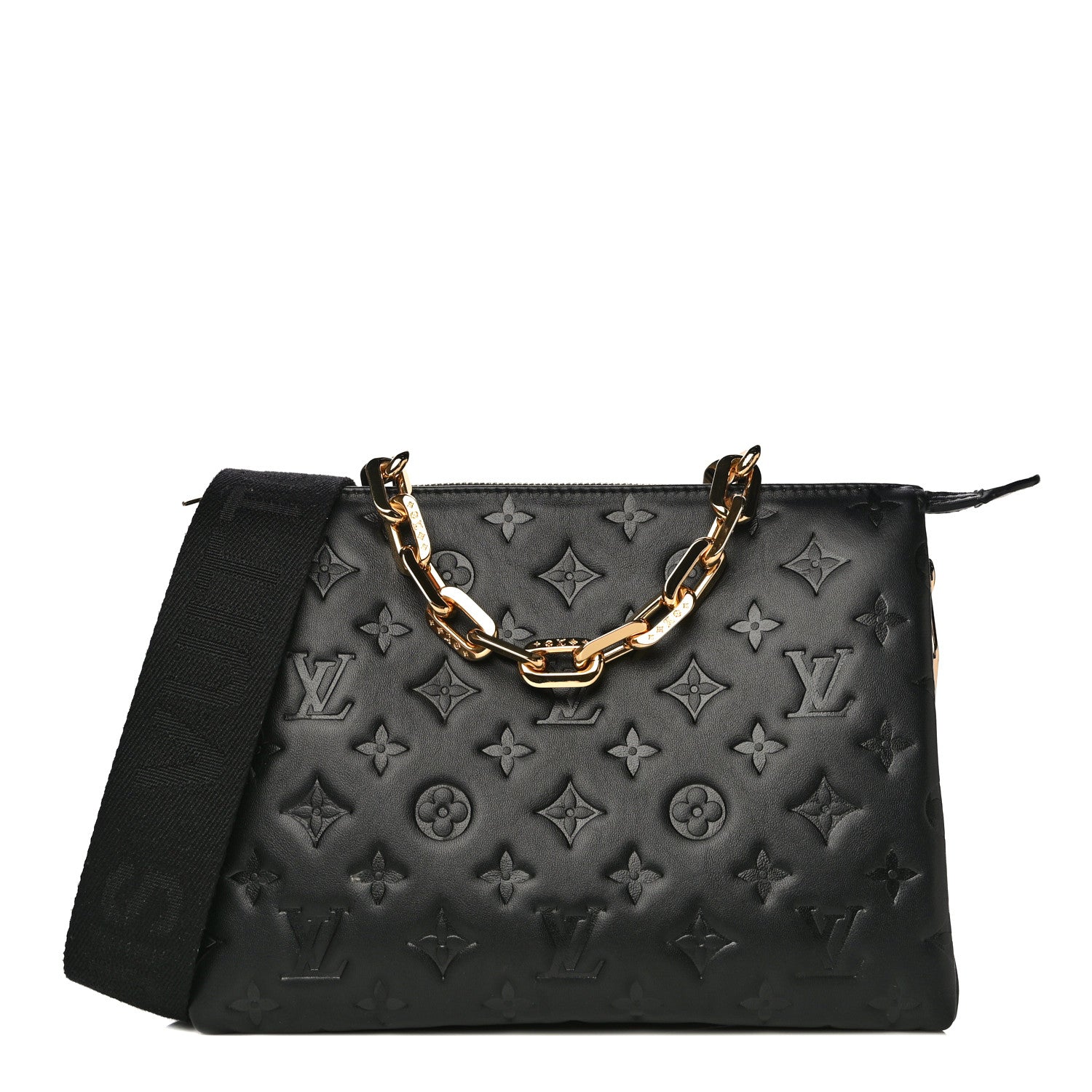 Louis Vuitton Lambskin Embossed Monogram Coussin PM Black 1 of 15