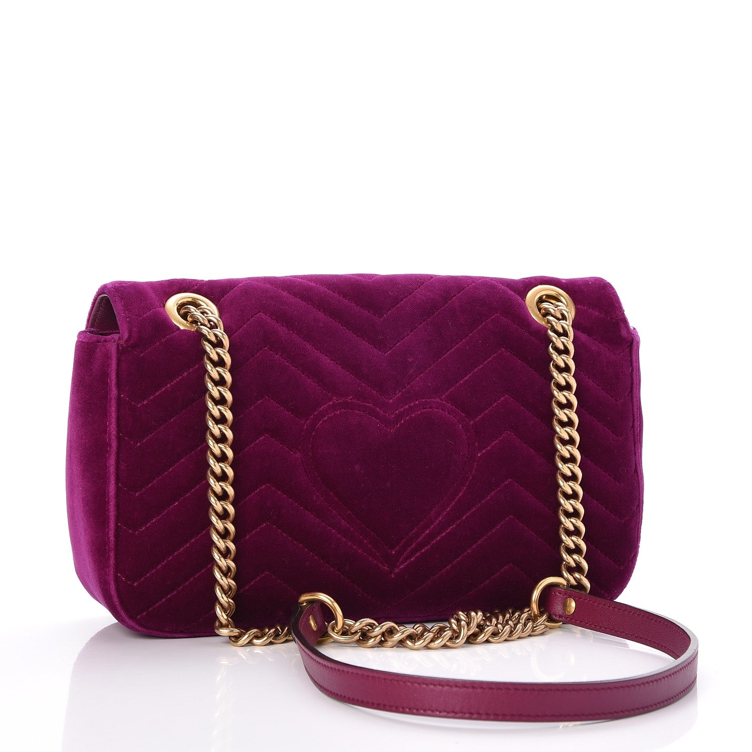 Gucci Velvet Matelasse Small GG Marmont Shoulder Bag Fuchsia Violet Cyclamen 3 of 7