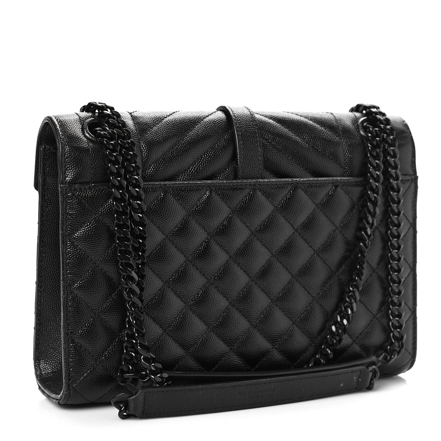 Grain De Poudre Textured Mixed Matelasse Triquilt Medium Monogram Monochrome Satchel Black