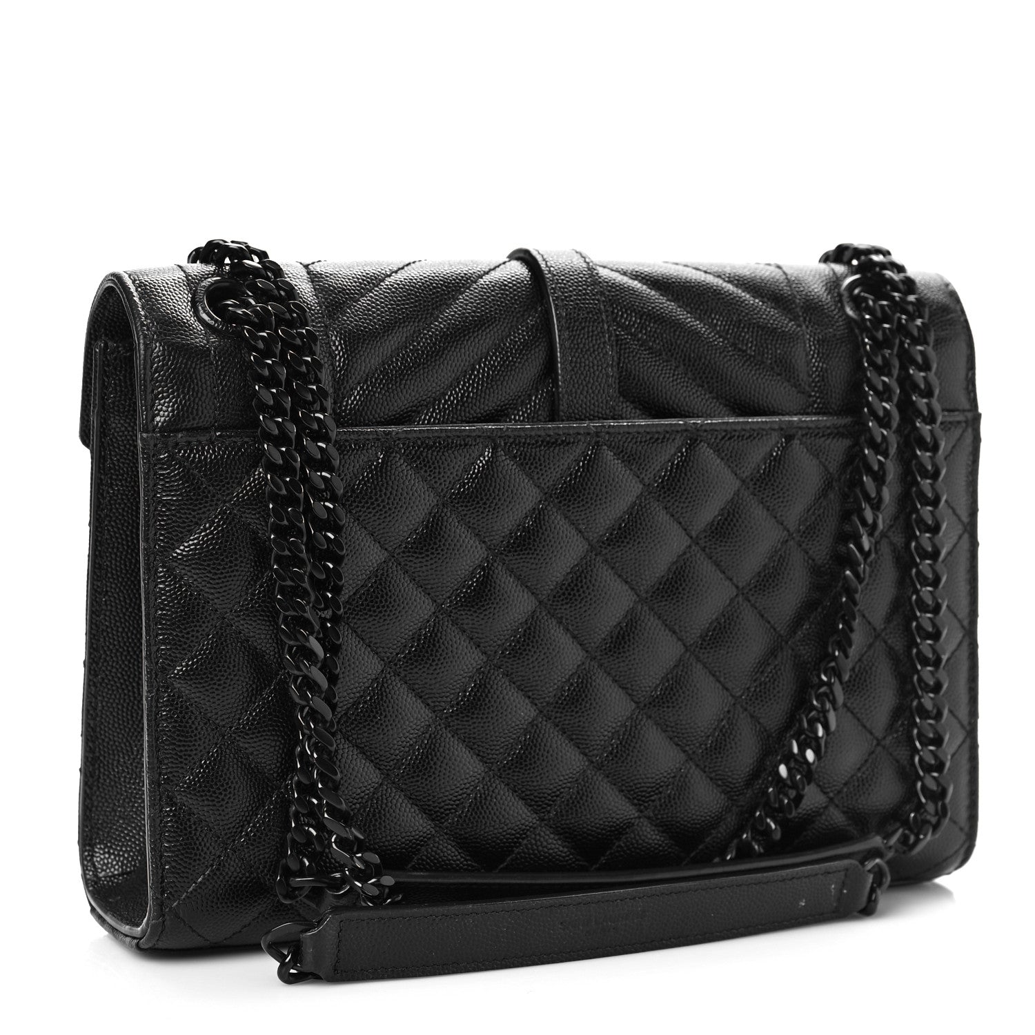 Saint Laurent Grain De Poudre Textured Mixed Matelasse Triquilt Medium Monogram Monochrome Satchel Black 3 of 10