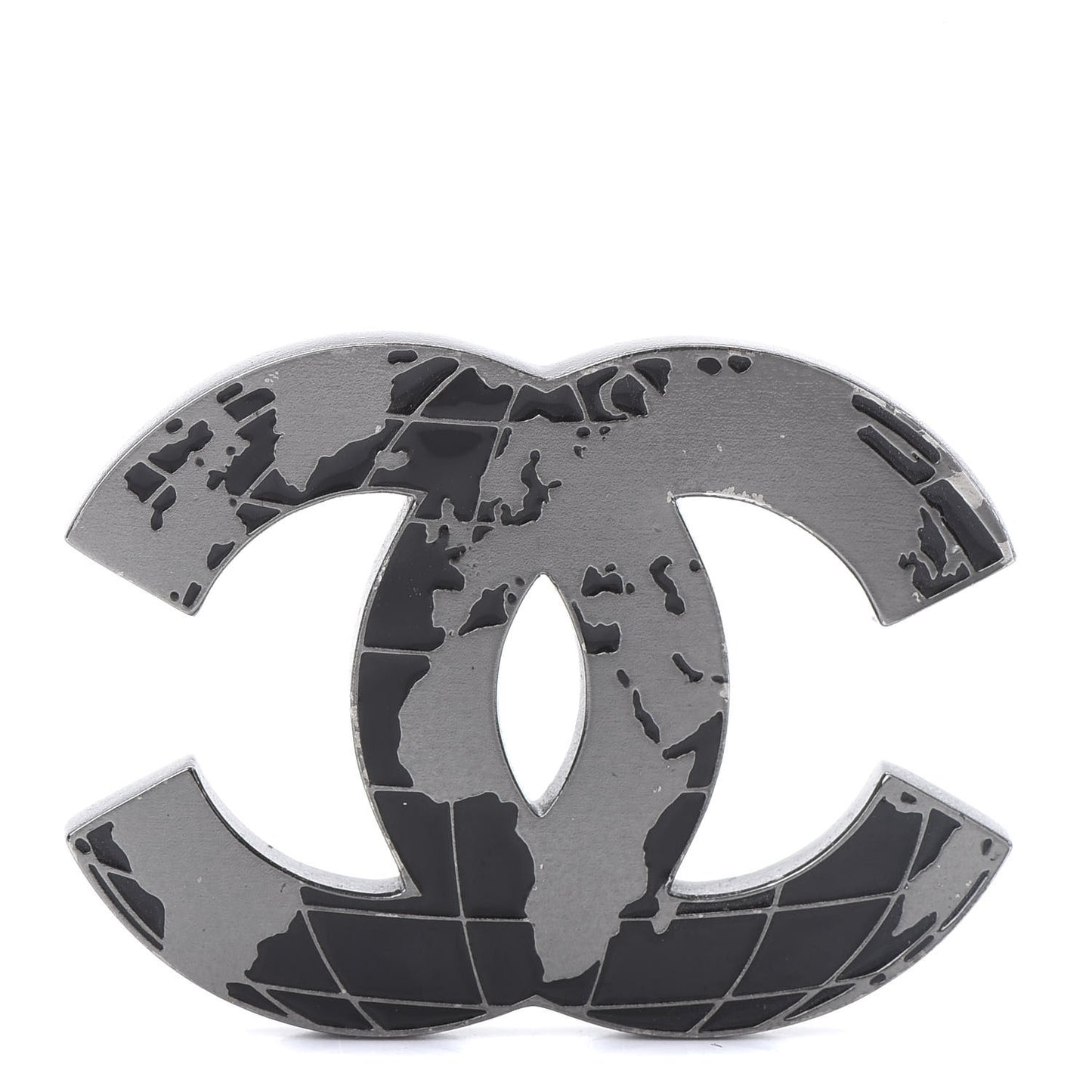 Ruthenium Globe CC Map Brooch