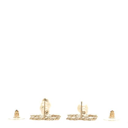 Chanel Pearl Crystal CC Uneven Drop Earrings Gold 3 of 4