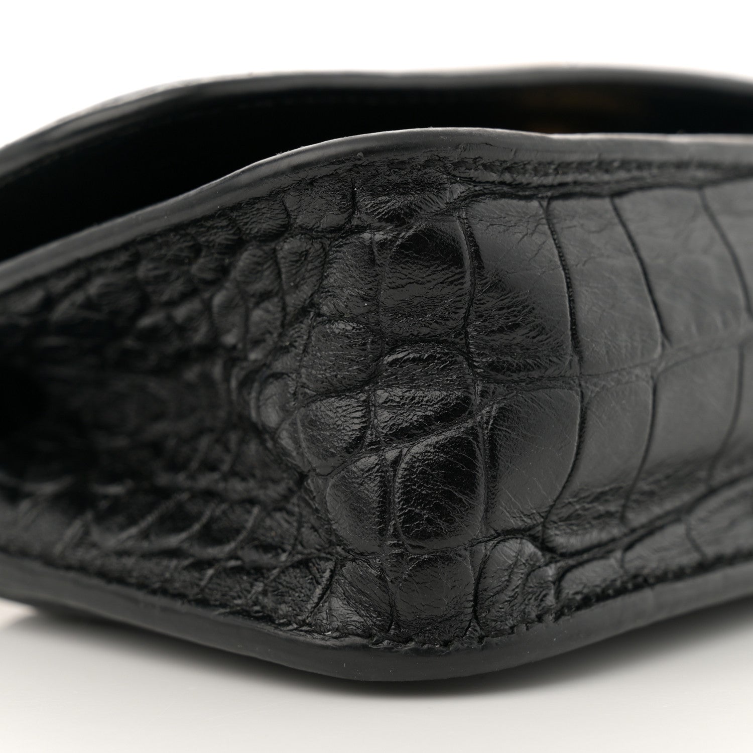 Balenciaga Extra Supple Calfskin Crocodile Embossed Gossip Wallet On Chain Black 8 of 11