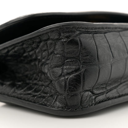 Balenciaga Extra Supple Calfskin Crocodile Embossed Gossip Wallet On Chain Black 8 of 11