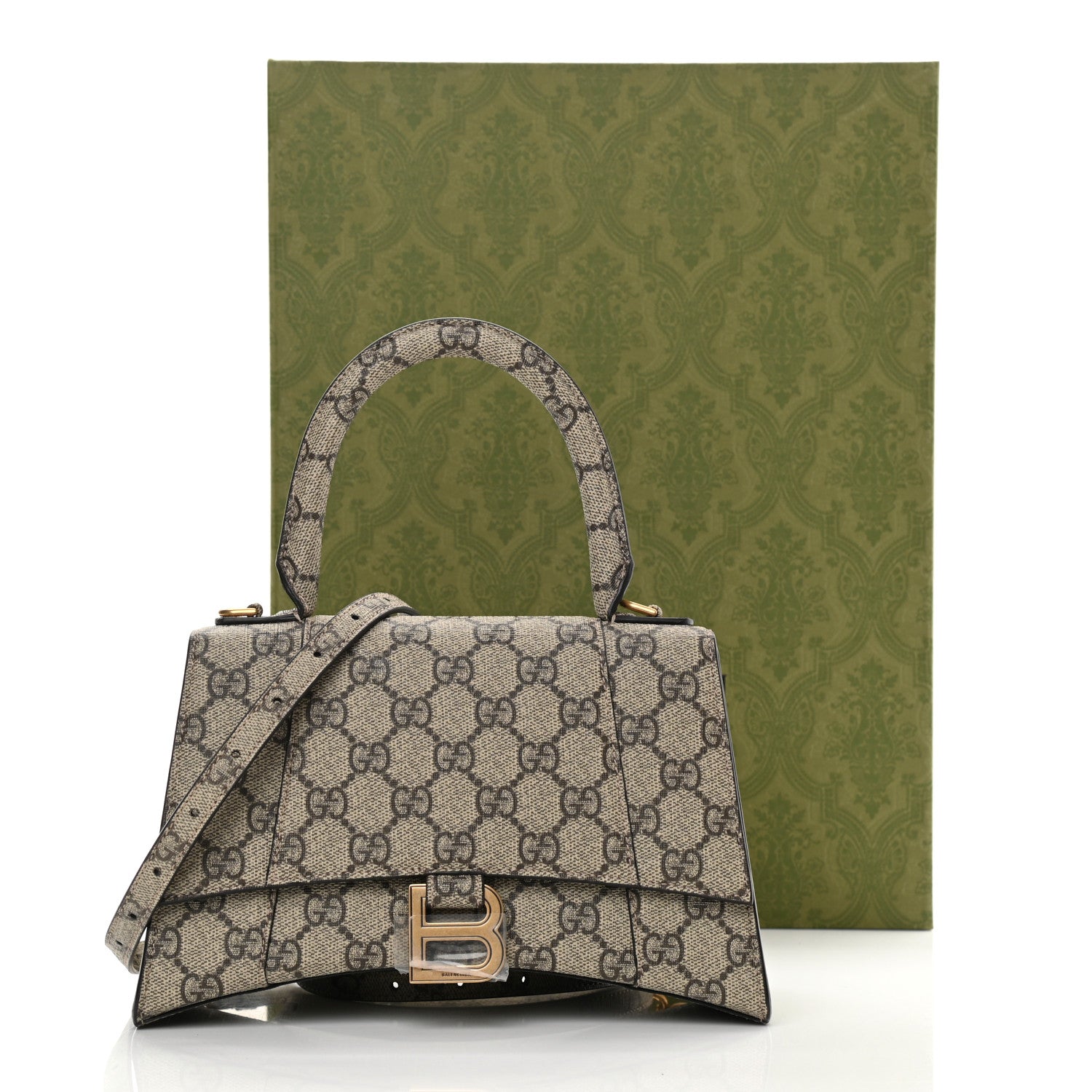 Balenciaga X GUCCI GG Supreme Monogram Small Hourglass Top Handle Bag Beige Ebony 13 of 13