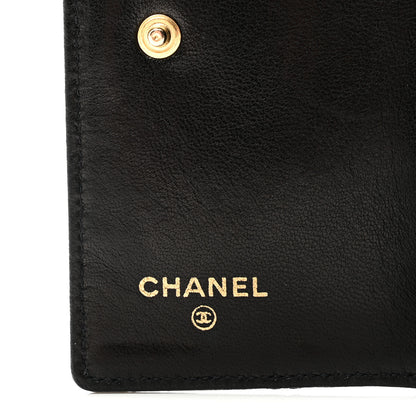 Chanel Lambskin Diamond Stitched Compact Flap Wallet Black 7 of 9