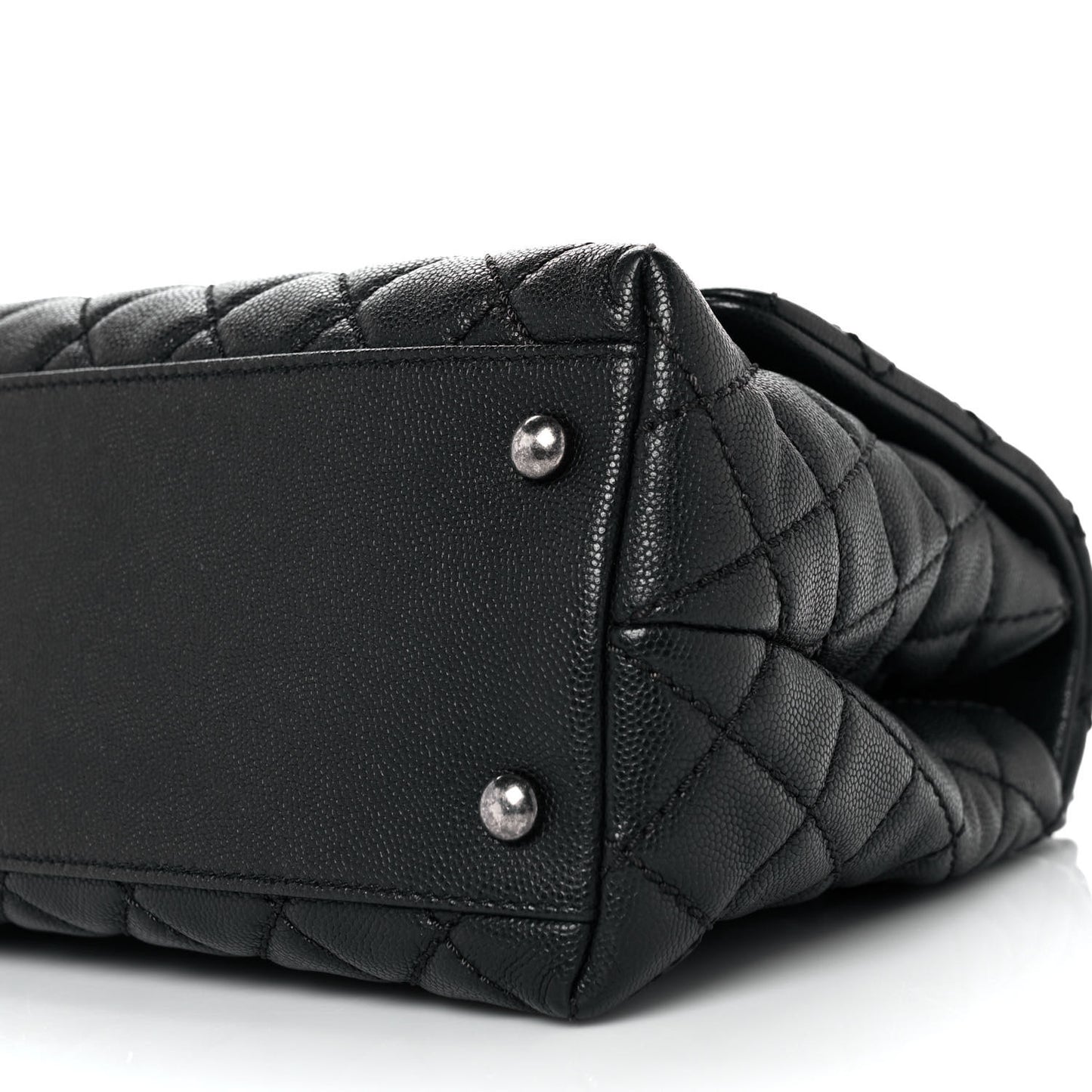 Caviar Quilted Small Coco Handle Flap Black