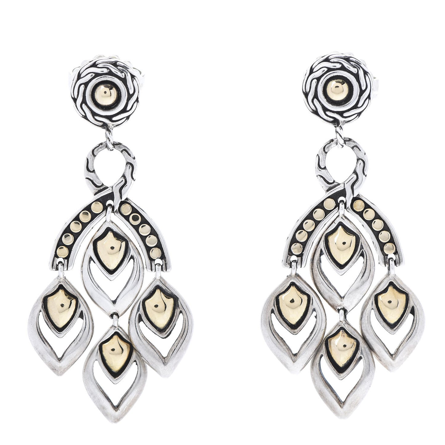 Sterling Silver 18K Yellow Gold Naga Chandelier Earrings