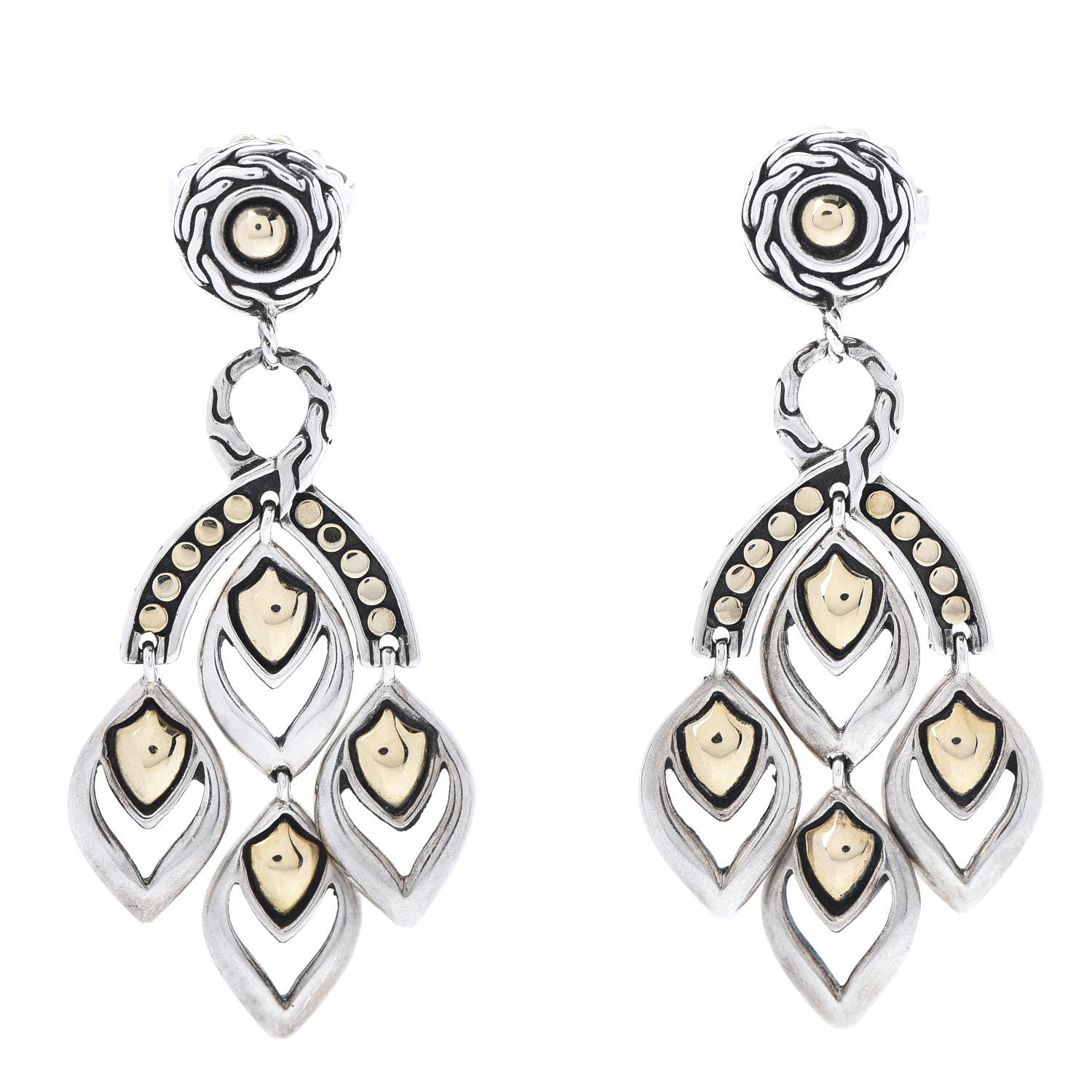 John Hardy Sterling Silver 18K Yellow Gold Naga Chandelier Earrings 1 of 7