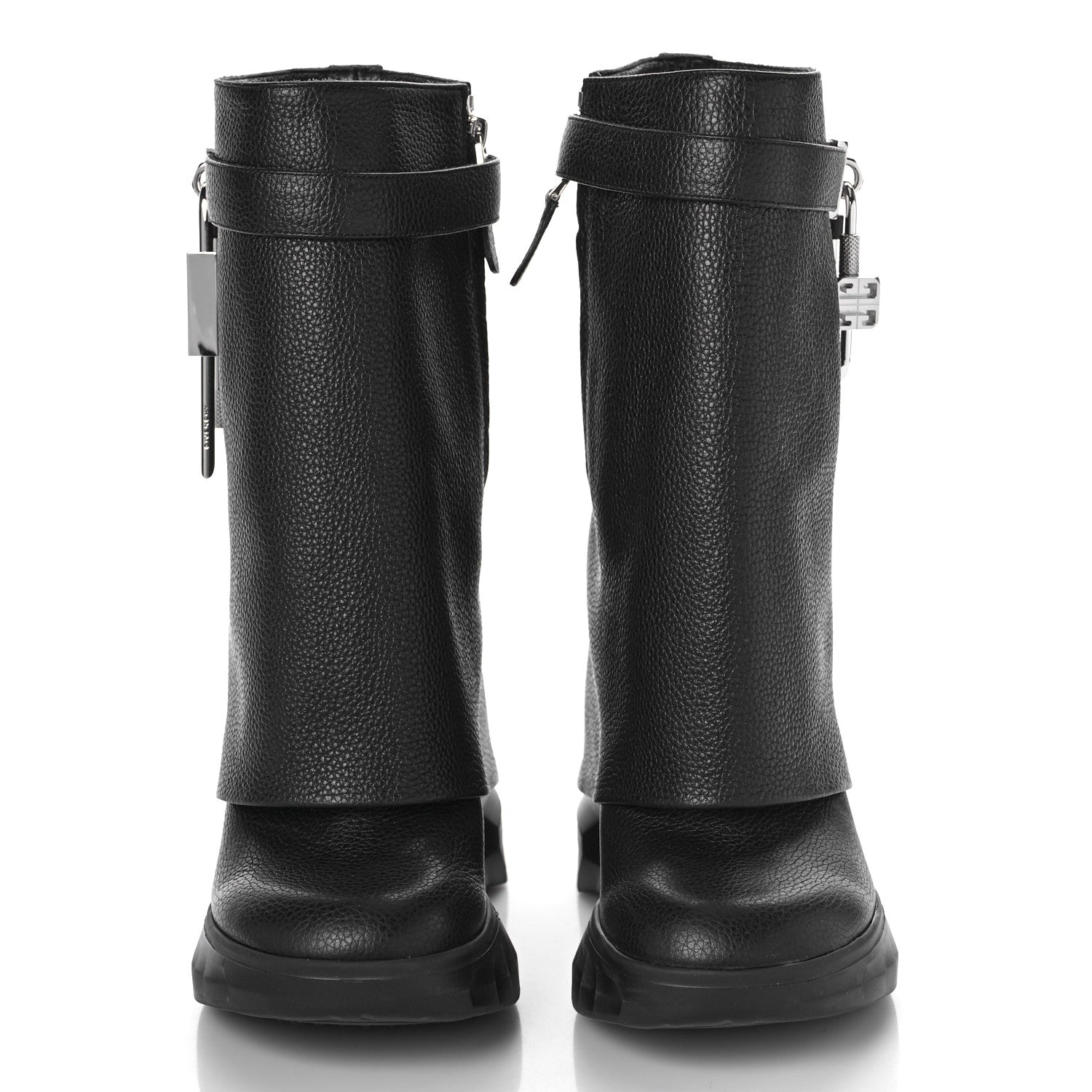 Givenchy Grained Calfskin Shark Lock Biker Ankle Boots 36 Black 2 of 9