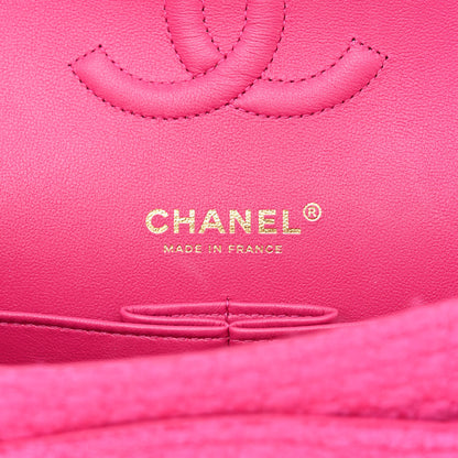 Chanel Tweed Quilted Medium Double Flap Fuchsia 6 of 11