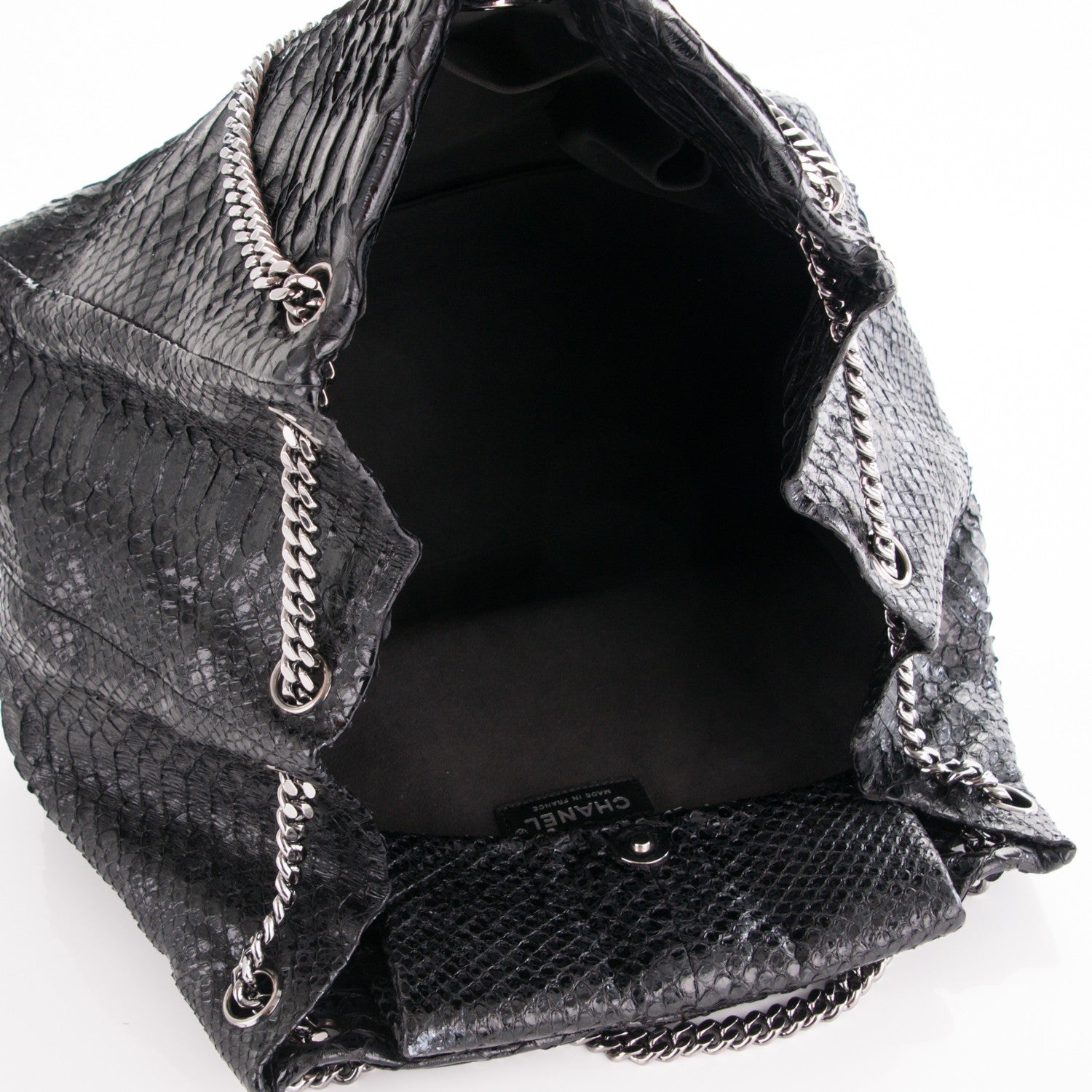 Chanel Python Accordion Tote Black 5 of 7