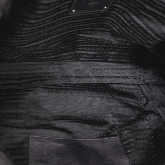 Prada Leather Large New Look Satchel Metallic Black 6 of 9