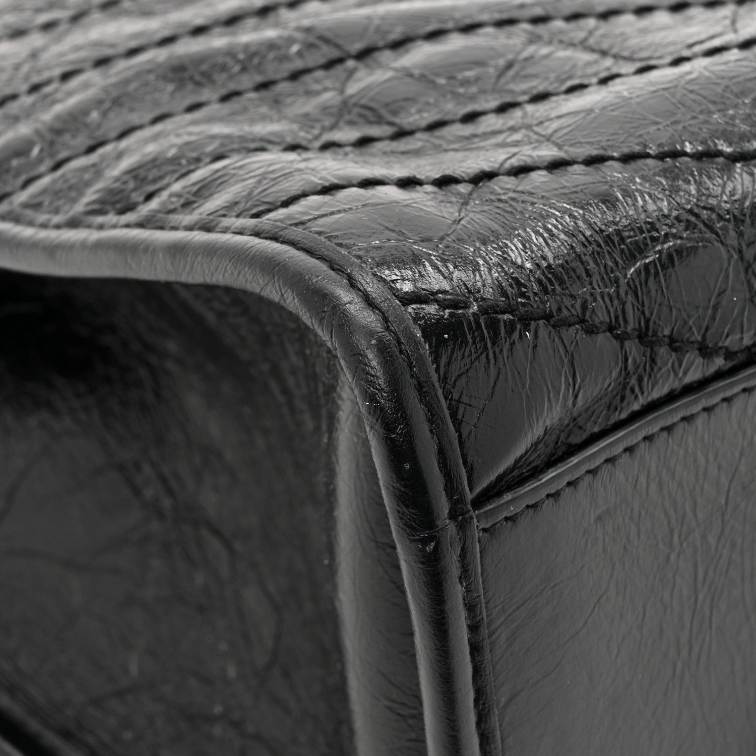 Saint Laurent Crinkled Calfskin Matelasse Monogram Medium Niki Shopper Tote Black 14 of 17