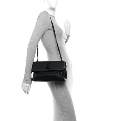 Saint Laurent Grain De Poudre Medium West Hollywood Monogram Fold-Over Black 2 of 11