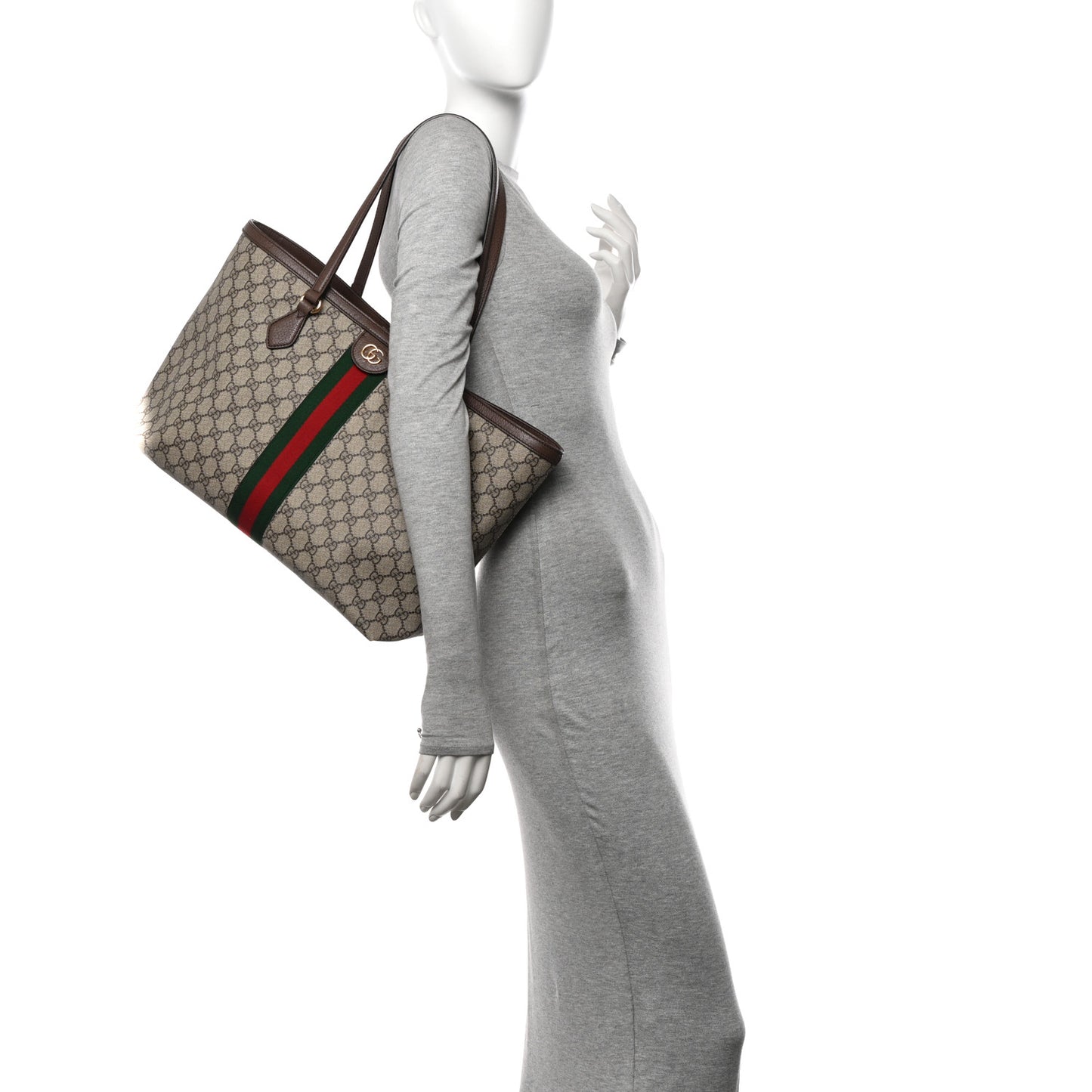 GG Supreme Monogram Medium Ophidia Shopping Tote Brown