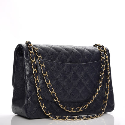 Chanel Caviar Quilted Jumbo Double Flap Navy 3 of 7