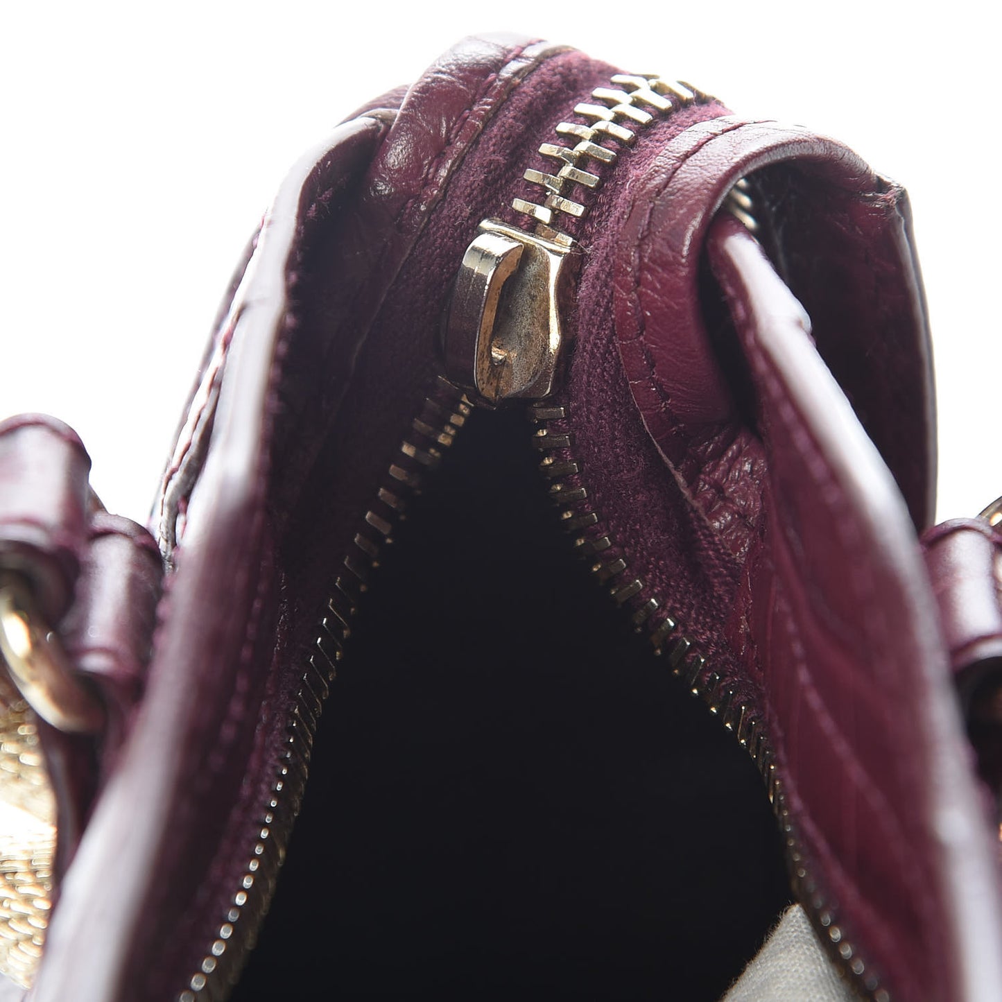 Calfskin Crocodile Embossed Giant 12 Gold Hardware Mini City Violet Prune