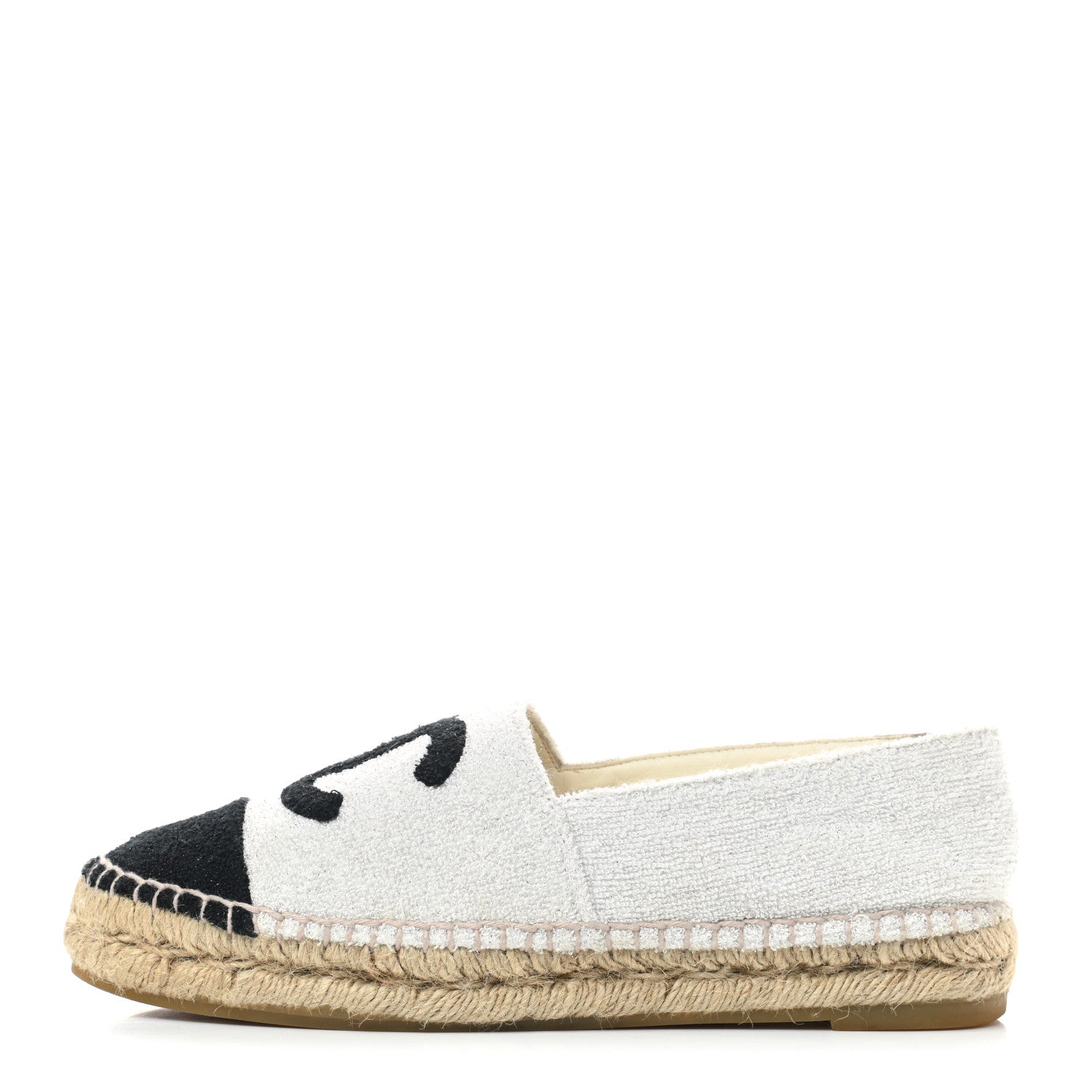 Chanel Terry Cloth CC Espadrilles 37 Silver Black 1 of 8