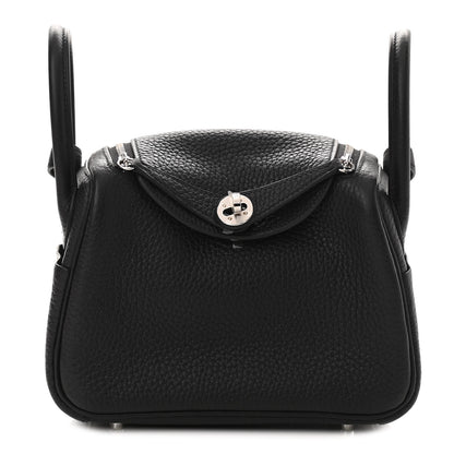 Hermes Taurillon Clemence Mini Lindy 20 Black 1 of 19