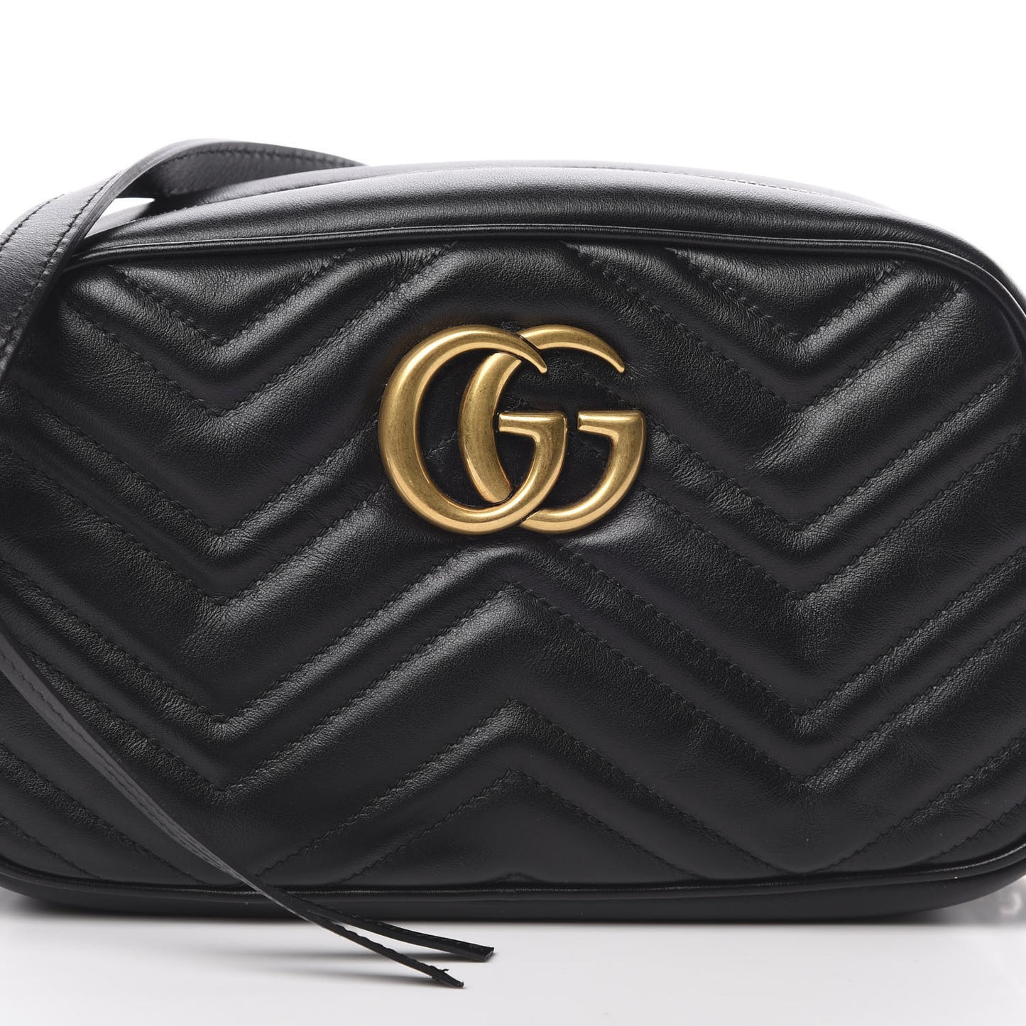 Calfskin Matelasse Small GG Marmont Chain Shoulder Bag Black