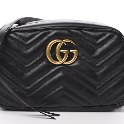 Gucci Calfskin Matelasse Small GG Marmont Chain Shoulder Bag Black 8 of 10