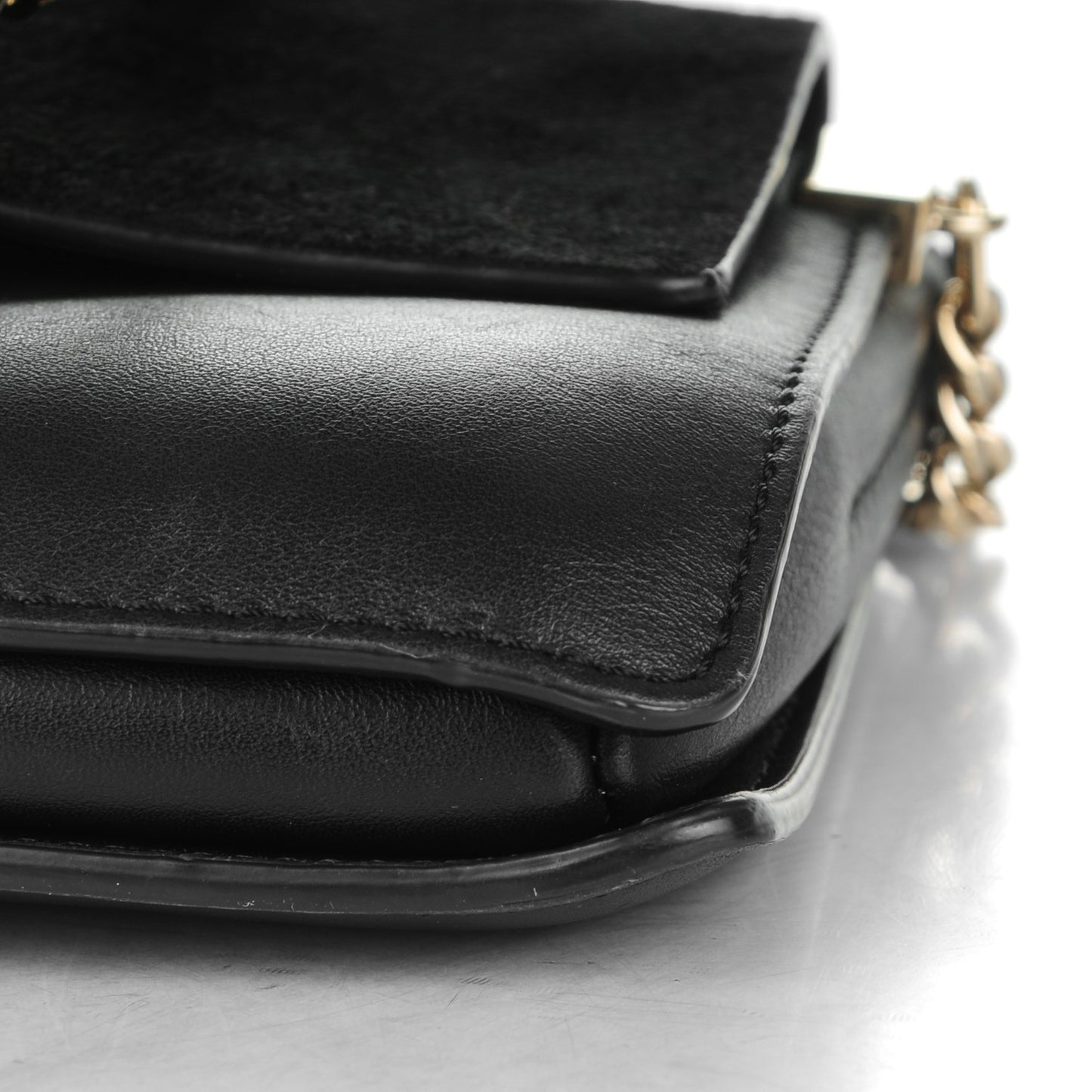 Suede Calfskin Small Faye Shoulder Bag Black