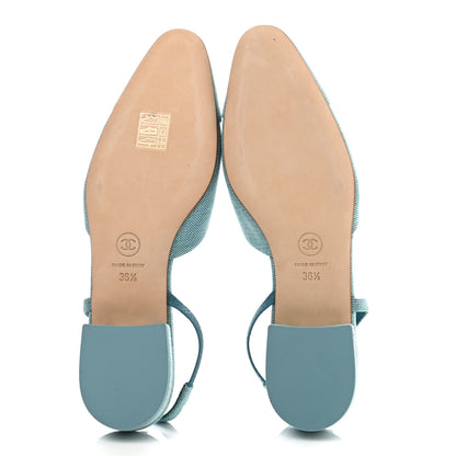 Chanel Denim Cap Toe CC Slingback Flats 36.5 Blue 5 of 7