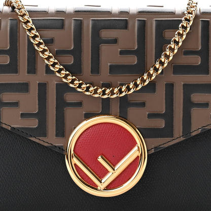 Fendi Vitello Cruise F is Fendi Bi-Color FF 1974 Embossed Medium Envelope Wallet On Chain Black Maya 8 of 10