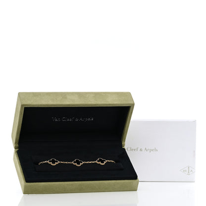 Van Cleef & Arpels 18K Yellow Gold Black Onyx 5 Motifs Vintage Alhambra Bracelet 5 of 5