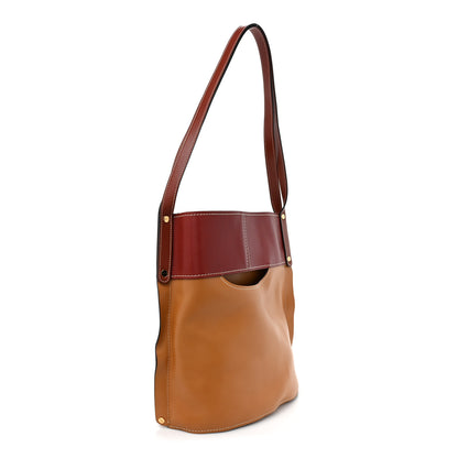 Chloe Shiny Calfskin Goatskin Medium Aby Bi-Color Bucket Bag Autumnal Brown 3 of 11