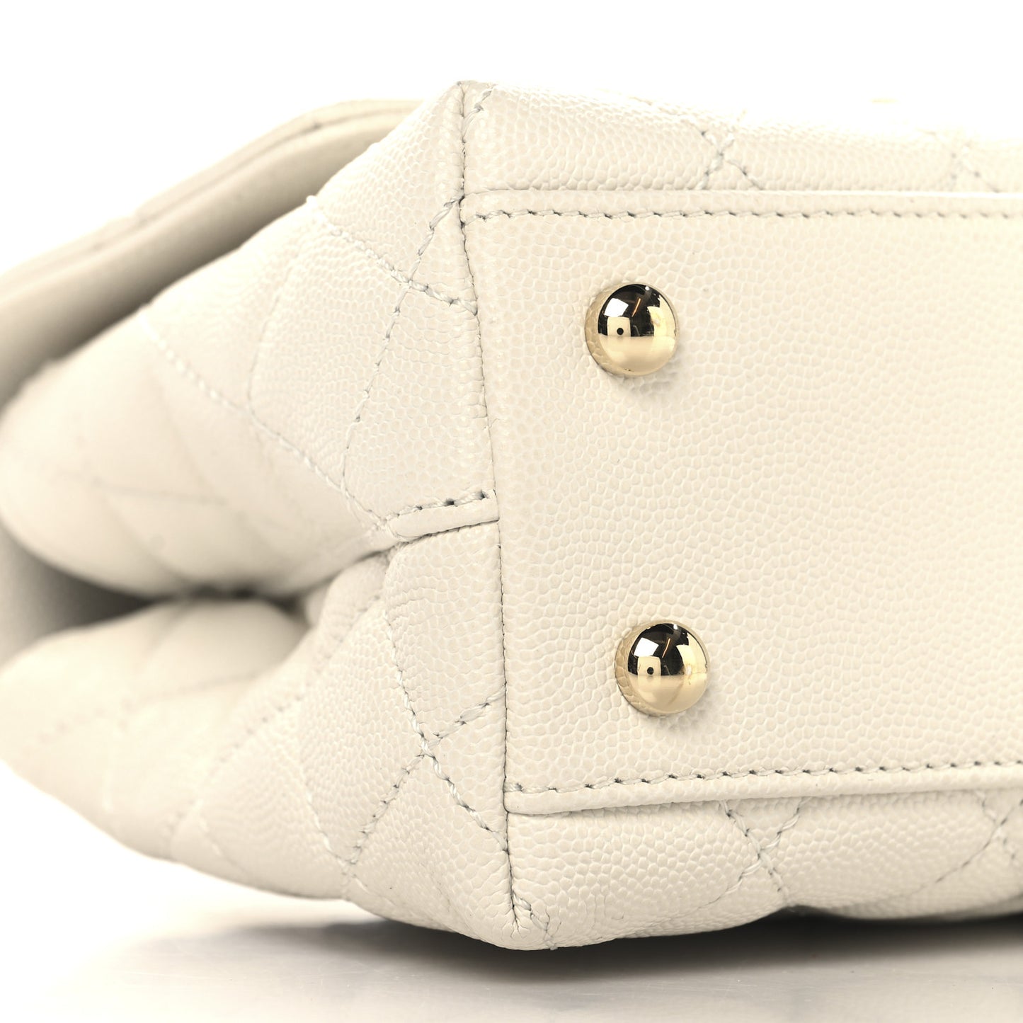 Caviar Quilted Mini Coco Handle Flap White