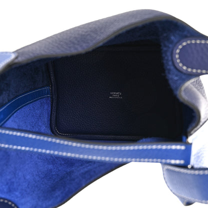 Hermes Taurillon Clemence Casaque Picotin Lock 18 PM Bleu Electrique Bleu Encre 5 of 11