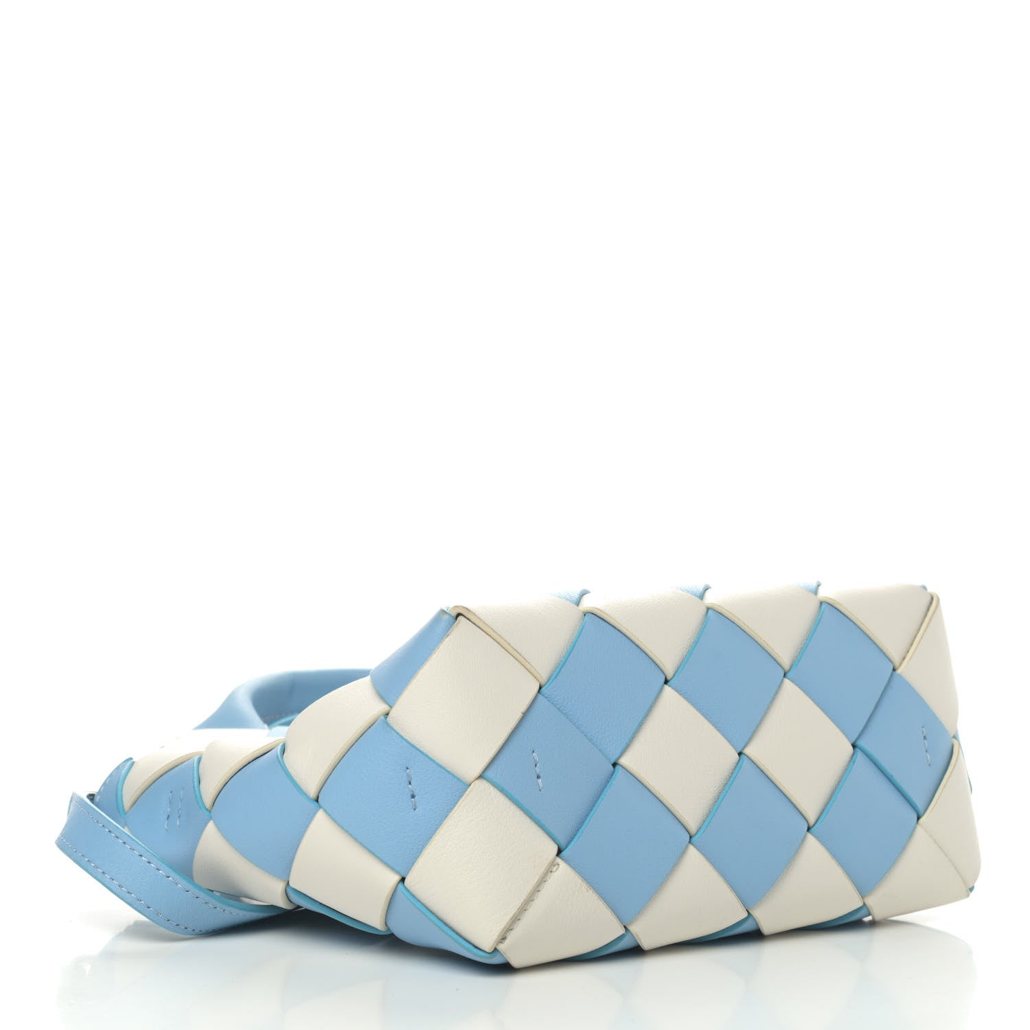 Loewe Calfskin Gingham Woven Basket Bag Blue White 3 of 4