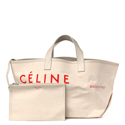 Celine Textile Small Made In Tote Natural Red 1 of 15