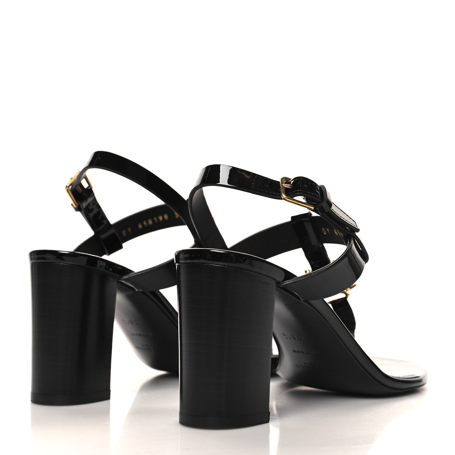 Saint Laurent Vitello Vernice Cassandra 75 Sandals 36.5 Black 5 of 9