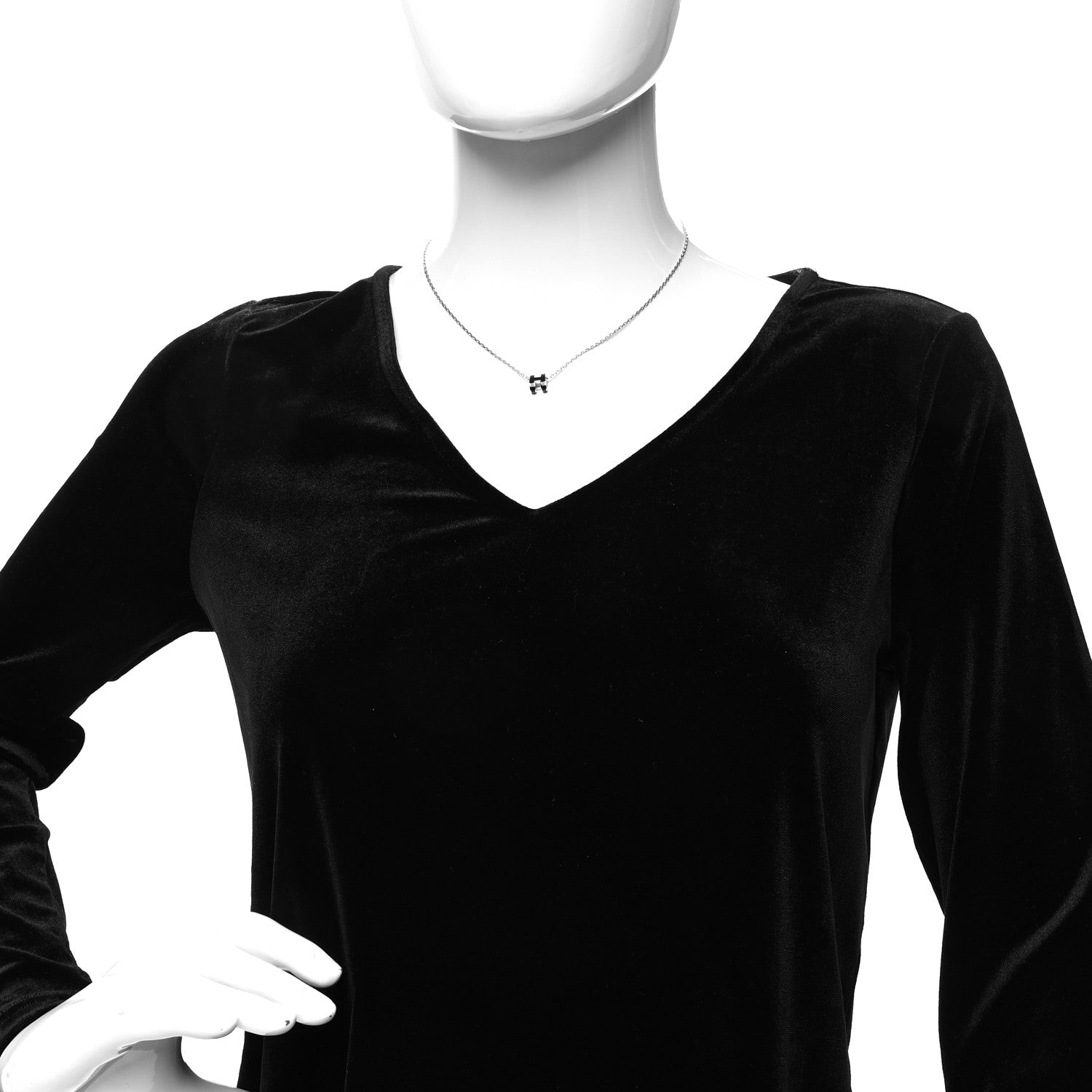 Hermes Lacquered Palladium Mini Pop H Pendant Necklace Black 2 of 5