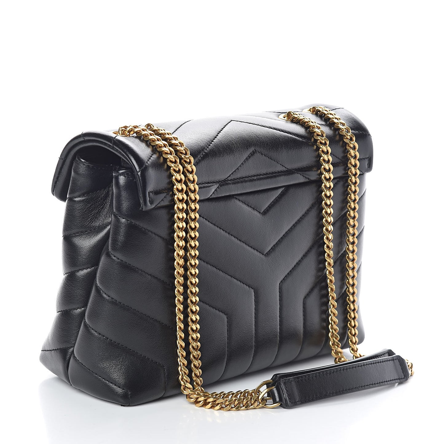 Calfskin Y Quilted Monogram Small Loulou Chain Satchel Black